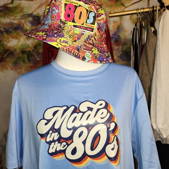 Made In The 80's Costume XL T-Shirt & Bucket Hat Combo - Picture 2 of 5